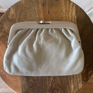 Vintage Italian Gray Leather Clutch